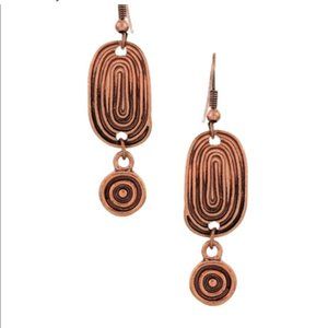copper "fishhook" dangle earrings